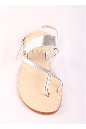 Silver Capri sandals with double cross on the feet Cuccurullo | FASCIA DOPPIO XARGENTO
